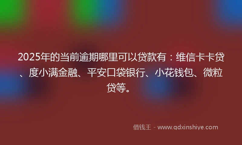 2025年的当前逾期哪里可以贷款有：维信卡卡贷、度小满金融、平安口袋银行、小花钱包、微粒贷等。
