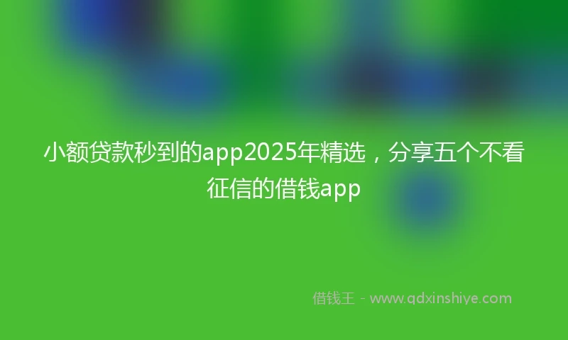 小额贷款秒到的app2025年精选，分享五个不看征信的借钱app