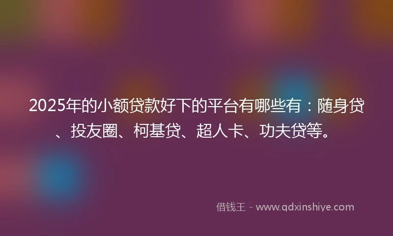 2025年的小额贷款好下的平台有哪些有：随身贷、投友圈、柯基贷、超人卡、功夫贷等。
