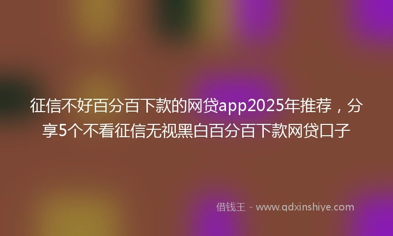 征信不好百分百下款的网贷app2025年推荐，分享5个不看征信无视黑白百分百下款网贷口子
