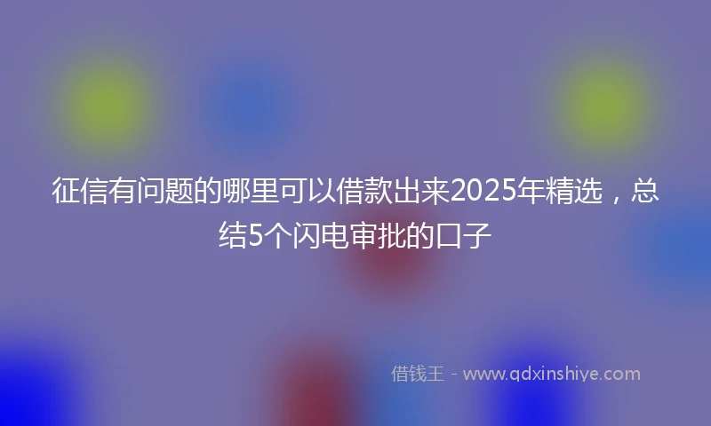 征信有问题的哪里可以借款出来2025年精选，总结5个闪电审批的口子