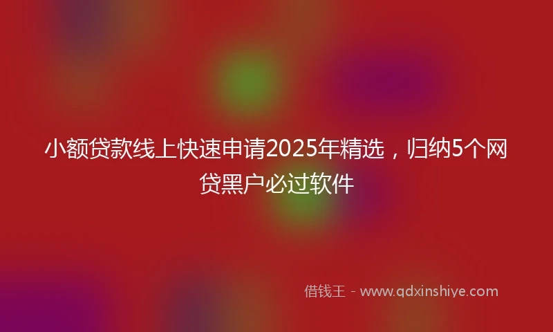 小额贷款线上快速申请2025年精选，归纳5个网贷黑户必过软件