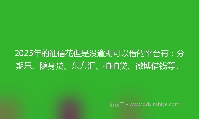 2025年的征信花但是没逾期可以借的平台有：分期乐、随身贷、东方汇、拍拍贷、微博借钱等。