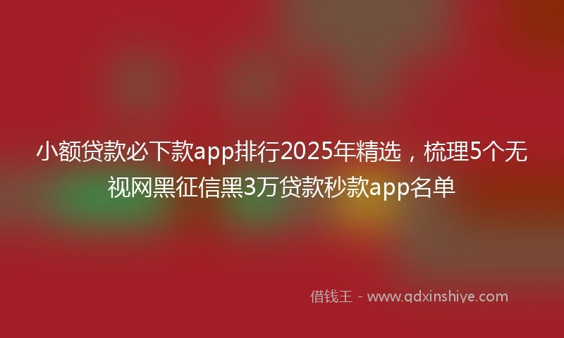 小额贷款必下款app排行2025年精选，梳理5个无视网黑征信黑3万贷款秒款app名单