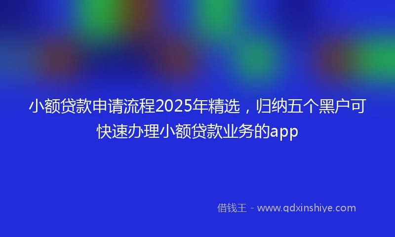 小额贷款申请流程2025年精选，归纳五个黑户可快速办理小额贷款业务的app