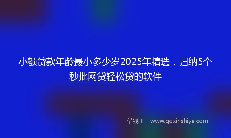 小额贷款年龄最小多少岁2025年精选，归纳5个秒批网贷轻松贷的软件
