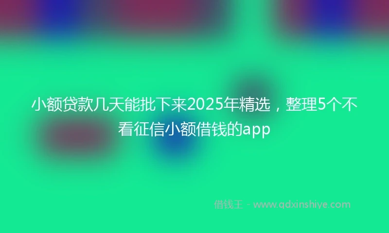 小额贷款几天能批下来2025年精选，整理5个不看征信小额借钱的app