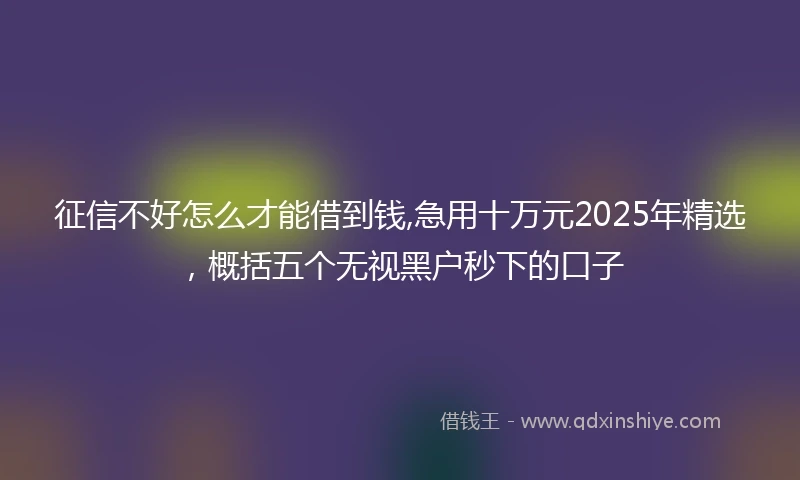 征信不好怎么才能借到钱,急用十万元2025年精选，概括五个无视黑户秒下的口子