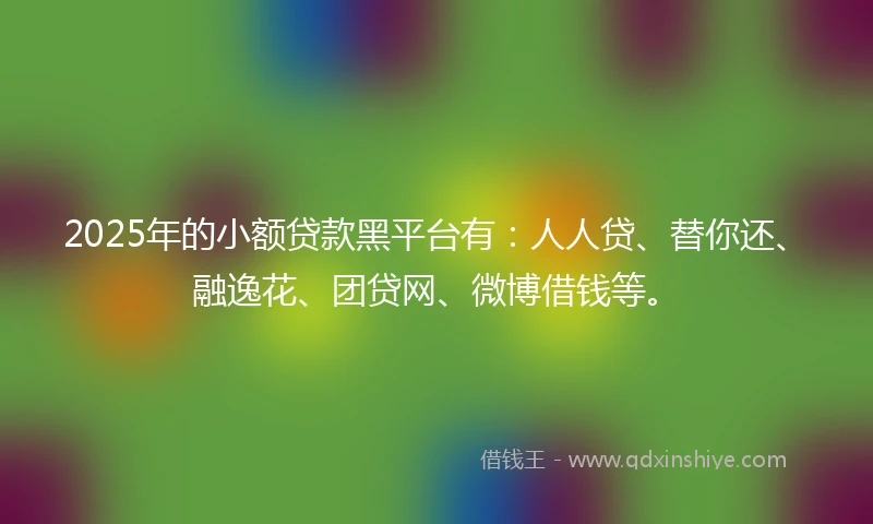2025年的小额贷款黑平台有：人人贷、替你还、融逸花、团贷网、微博借钱等。