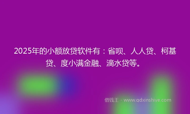 2025年的小额放贷软件有：省呗、人人贷、柯基贷、度小满金融、滴水贷等。