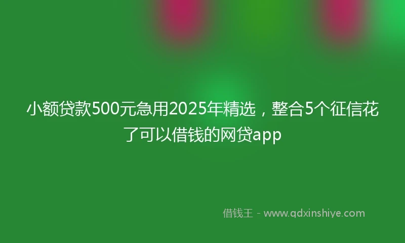 小额贷款500元急用2025年精选，整合5个征信花了可以借钱的网贷app