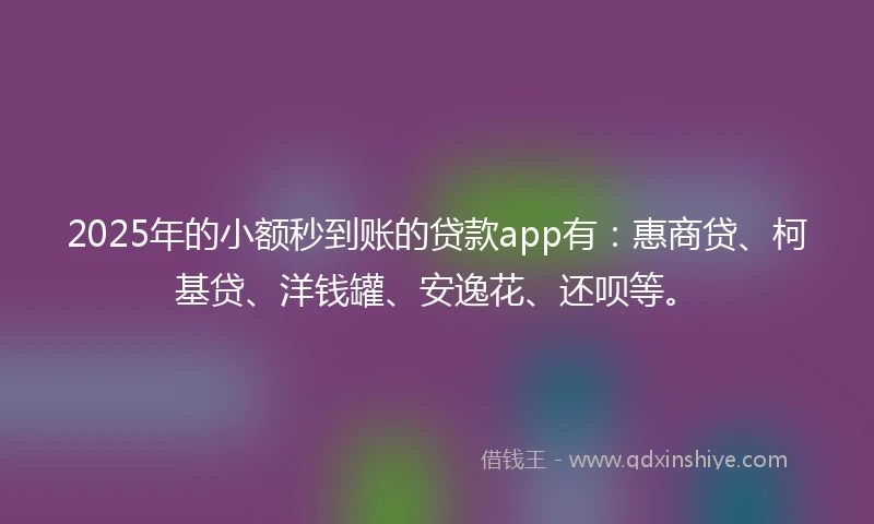 2025年的小额秒到账的贷款app有：惠商贷、柯基贷、洋钱罐、安逸花、还呗等。