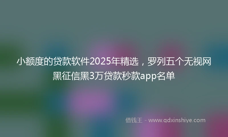 小额度的贷款软件2025年精选，罗列五个无视网黑征信黑3万贷款秒款app名单