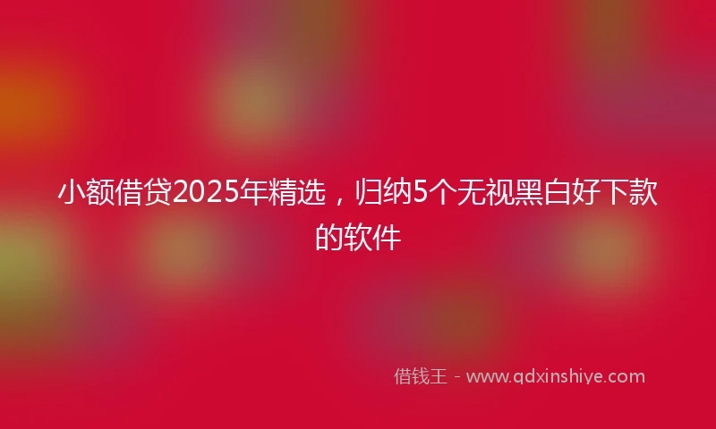 小额借贷2025年精选，归纳5个无视黑白好下款的软件
