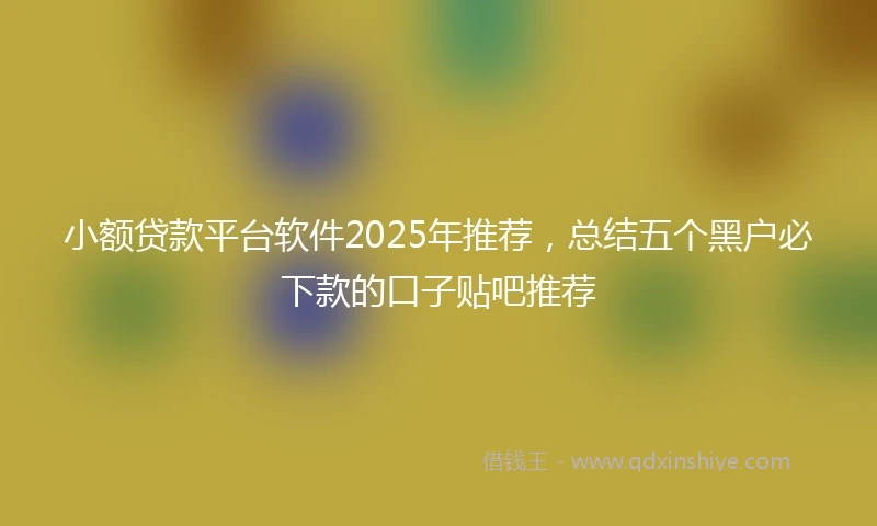 小额贷款平台软件2025年推荐，总结五个黑户必下款的口子贴吧推荐
