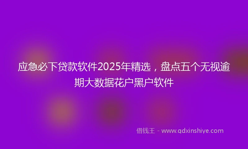 应急必下贷款软件2025年精选，盘点五个无视逾期大数据花户黑户软件