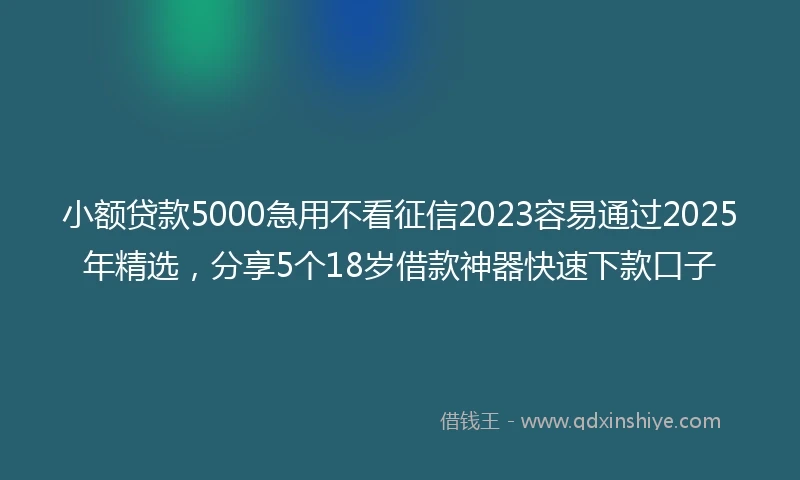 小额贷款5000急用不看征信2023容易通过2025年精选，分享5个18岁借款神器快速下款口子