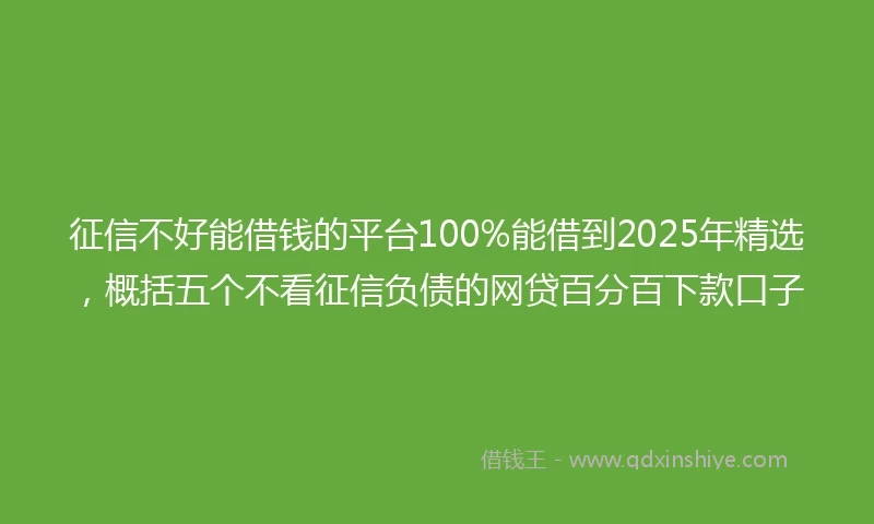 征信不好能借钱的平台100%能借到2025年精选，概括五个不看征信负债的网贷百分百下款口子