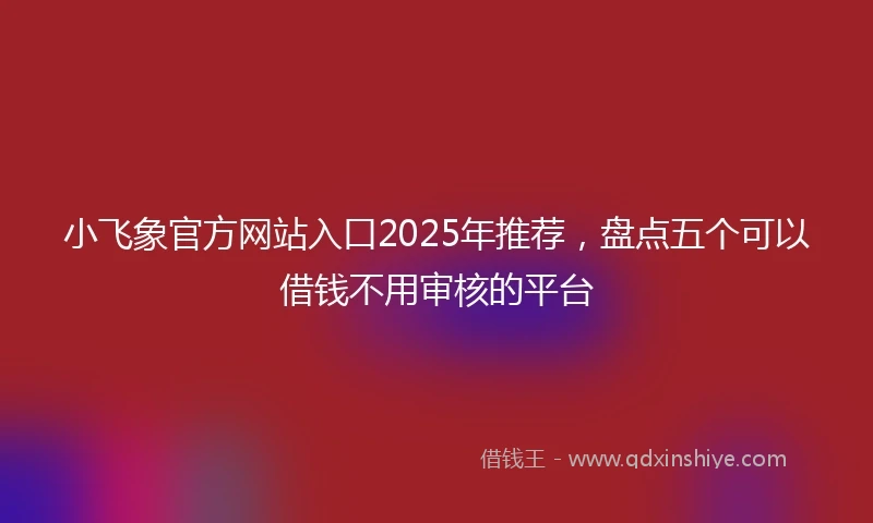 小飞象官方网站入口2025年推荐，盘点五个可以借钱不用审核的平台