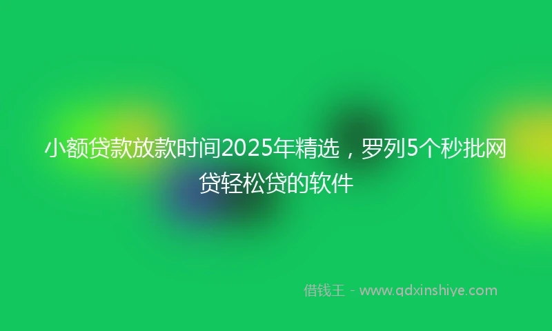 小额贷款放款时间2025年精选，罗列5个秒批网贷轻松贷的软件