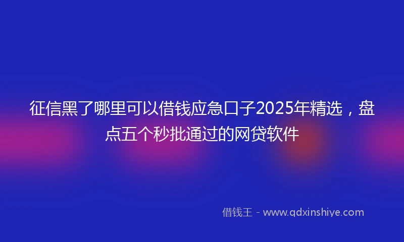 征信黑了哪里可以借钱应急口子2025年精选，盘点五个秒批通过的网贷软件