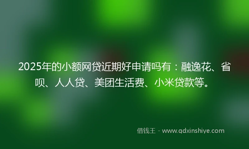 2025年的小额网贷近期好申请吗有：融逸花、省呗、人人贷、美团生活费、小米贷款等。