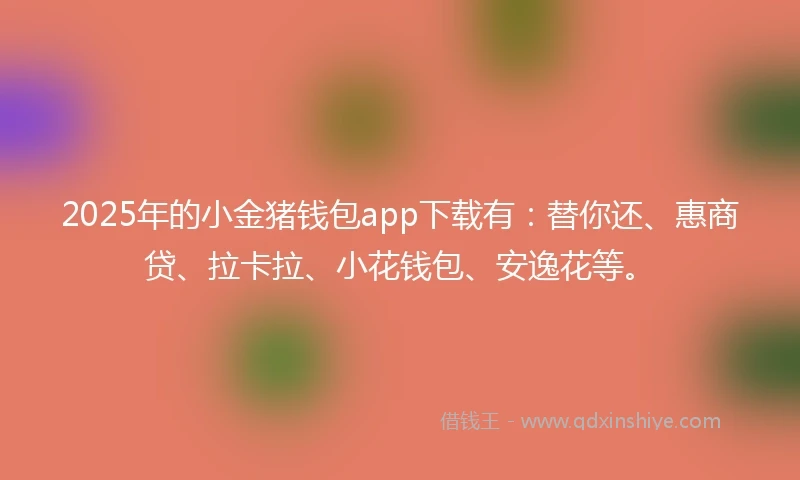 2025年的小金猪钱包app下载有：替你还、惠商贷、拉卡拉、小花钱包、安逸花等。
