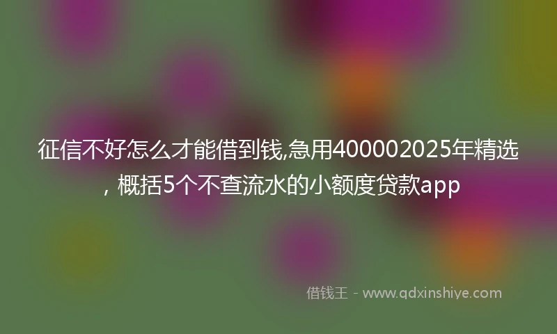 征信不好怎么才能借到钱,急用400002025年精选，概括5个不查流水的小额度贷款app
