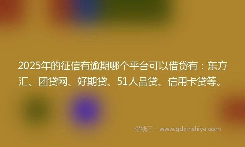 2025年的征信有逾期哪个平台可以借贷有：东方汇、团贷网、好期贷、51人品贷、信用卡贷等。