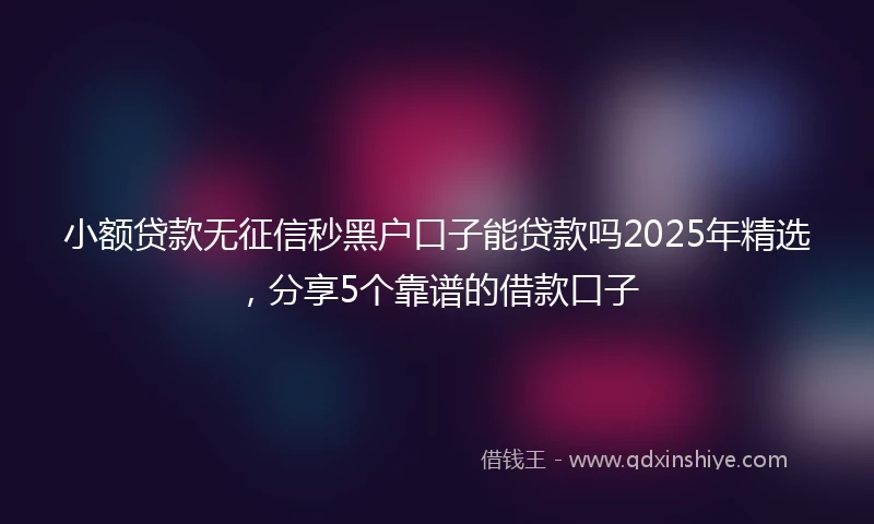 小额贷款无征信秒黑户口子能贷款吗2025年精选，分享5个靠谱的借款口子