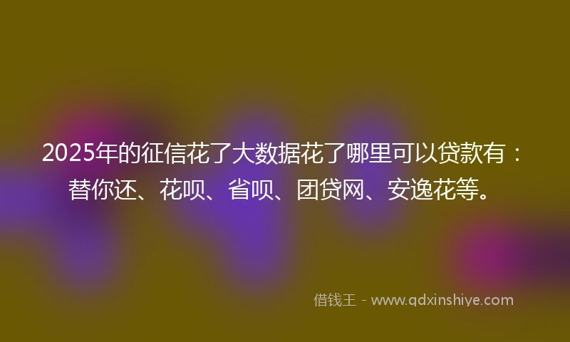 2025年的征信花了大数据花了哪里可以贷款有:替你还、花呗、省呗、团贷网、安逸花等。