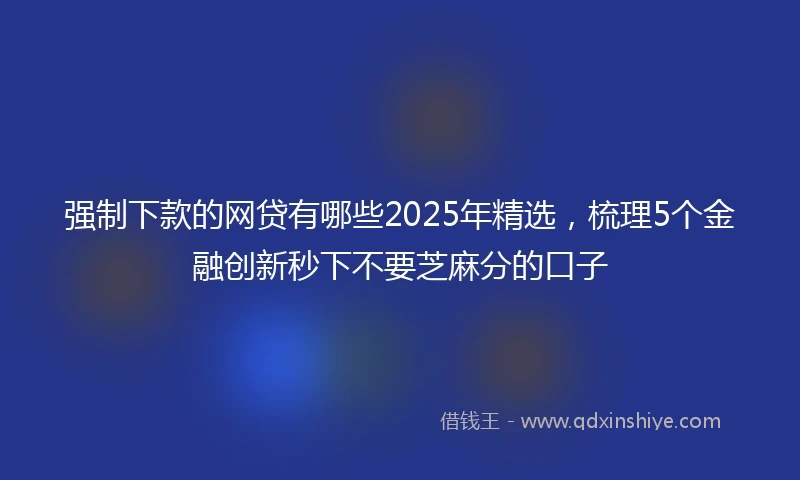 强制下款的网贷有哪些2025年精选，梳理5个金融创新秒下不要芝麻分的口子