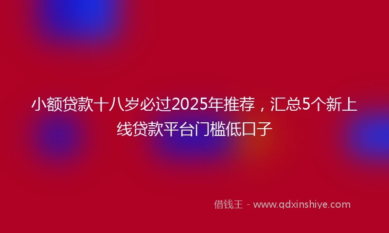 小额贷款十八岁必过2025年推荐，汇总5个新上线贷款平台门槛低口子