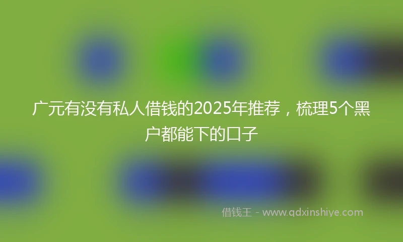 广元有没有私人借钱的2025年推荐，梳理5个黑户都能下的口子