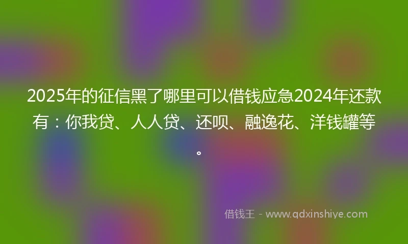 2025年的征信黑了哪里可以借钱应急2024年还款有：你我贷、人人贷、还呗、融逸花、洋钱罐等。
