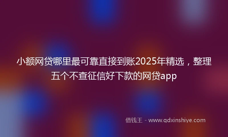 小额网贷哪里最可靠直接到账2025年精选，整理五个不查征信好下款的网贷app