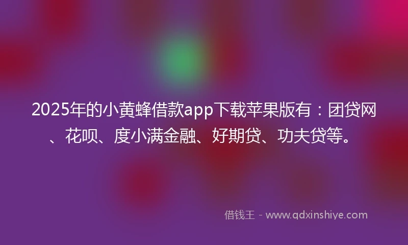 2025年的小黄蜂借款app下载苹果版有：团贷网、花呗、度小满金融、好期贷、功夫贷等。