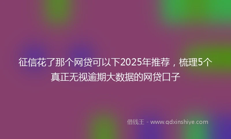 征信花了那个网贷可以下2025年推荐，梳理5个真正无视逾期大数据的网贷口子