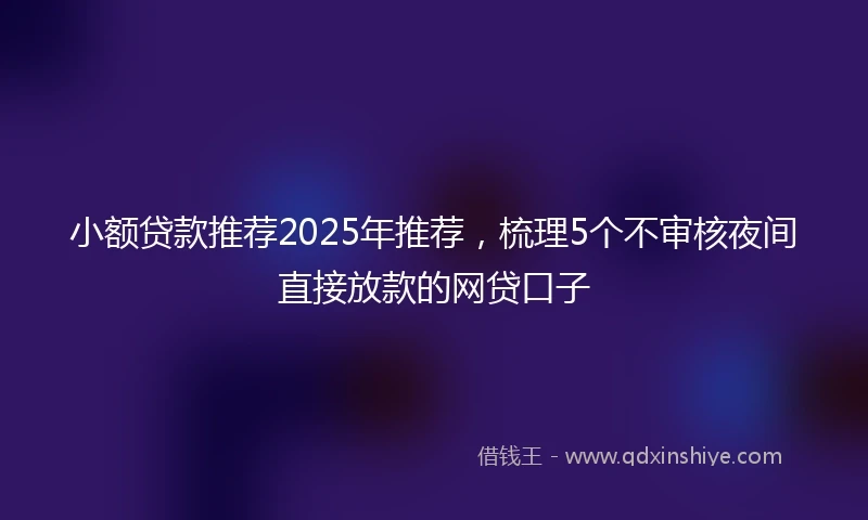 小额贷款推荐2025年推荐，梳理5个不审核夜间直接放款的网贷口子
