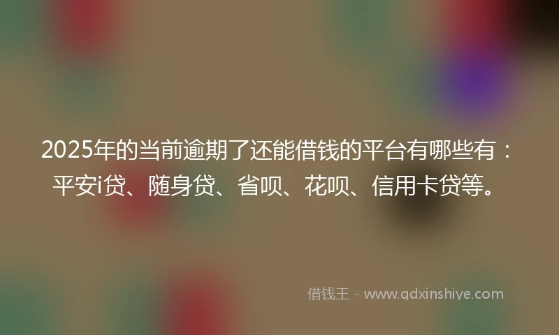 2025年的当前逾期了还能借钱的平台有哪些有：平安i贷、随身贷、省呗、花呗、信用卡贷等。