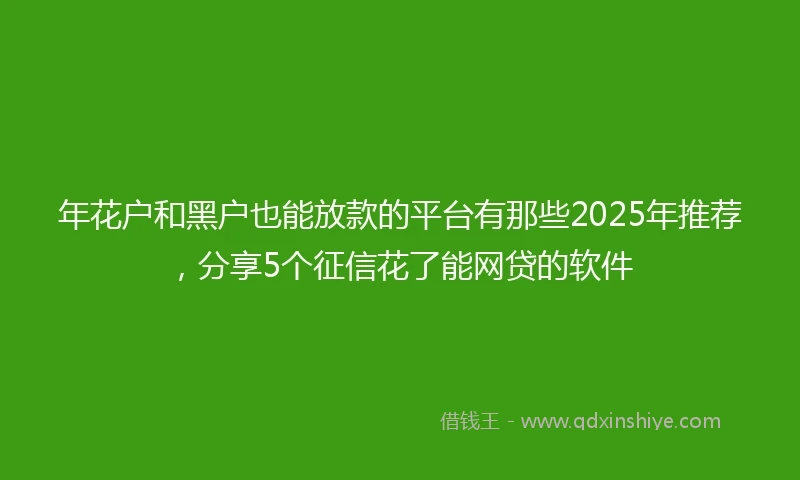 年花户和黑户也能放款的平台有那些2025年推荐，分享5个征信花了能网贷的软件