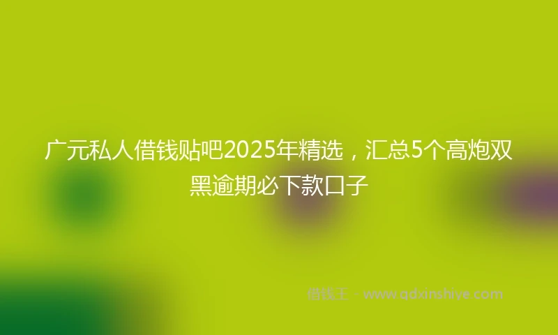 广元私人借钱贴吧2025年精选，汇总5个高炮双黑逾期必下款口子