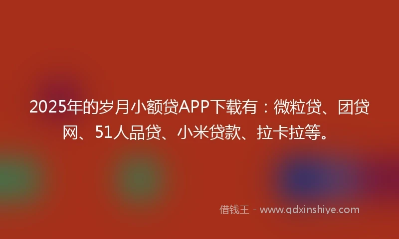 2025年的岁月小额贷APP下载有：微粒贷、团贷网、51人品贷、小米贷款、拉卡拉等。