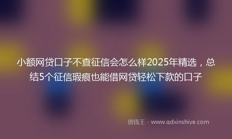 小额网贷口子不查征信会怎么样2025年精选，总结5个征信瑕疵也能借网贷轻松下款的口子