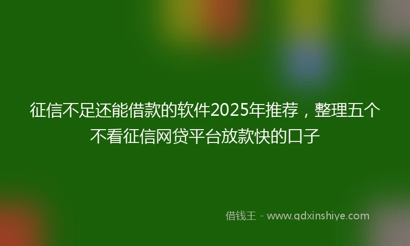 征信不足还能借款的软件2025年推荐，整理五个不看征信网贷平台放款快的口子