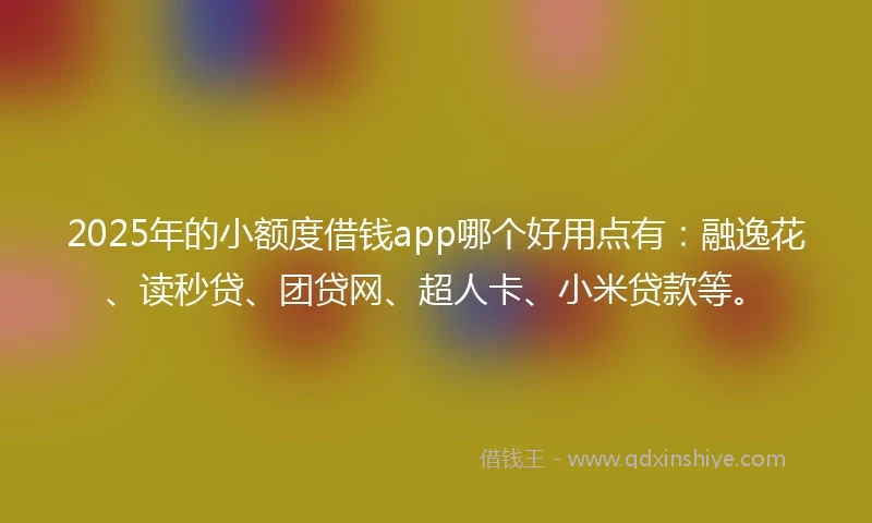 2025年的小额度借钱app哪个好用点有：融逸花、读秒贷、团贷网、超人卡、小米贷款等。