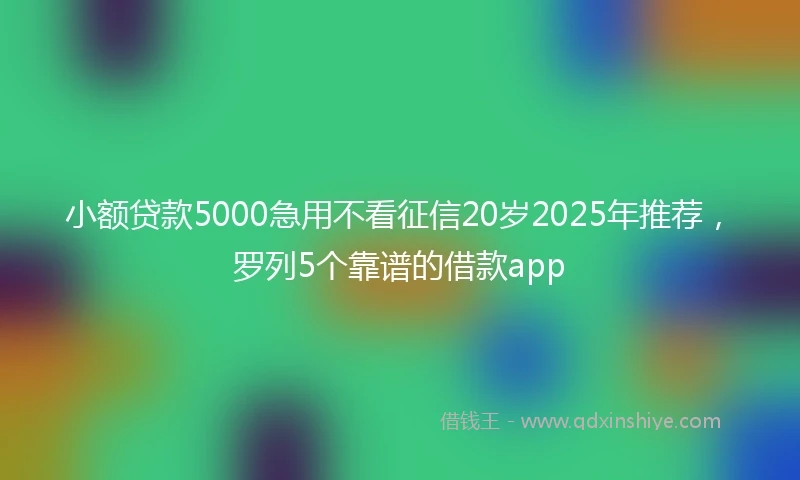 小额贷款5000急用不看征信20岁2025年推荐，罗列5个靠谱的借款app