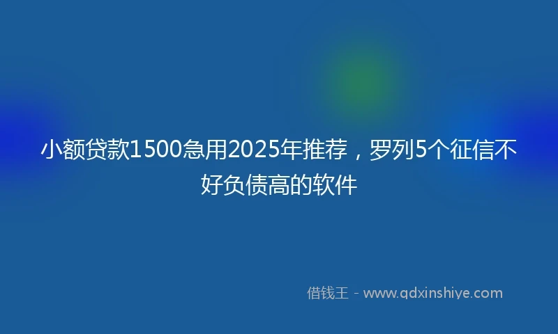 小额贷款1500急用2025年推荐，罗列5个征信不好负债高的软件