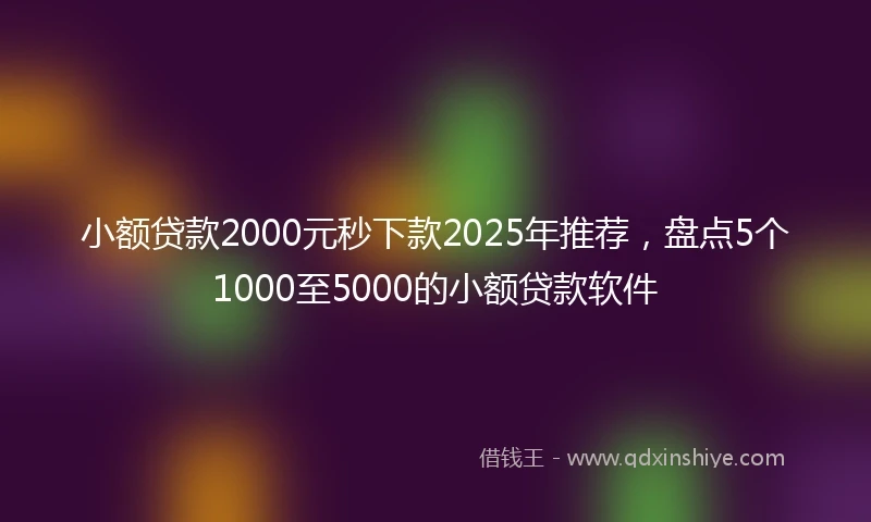 小额贷款2000元秒下款2025年推荐，盘点5个1000至5000的小额贷款软件