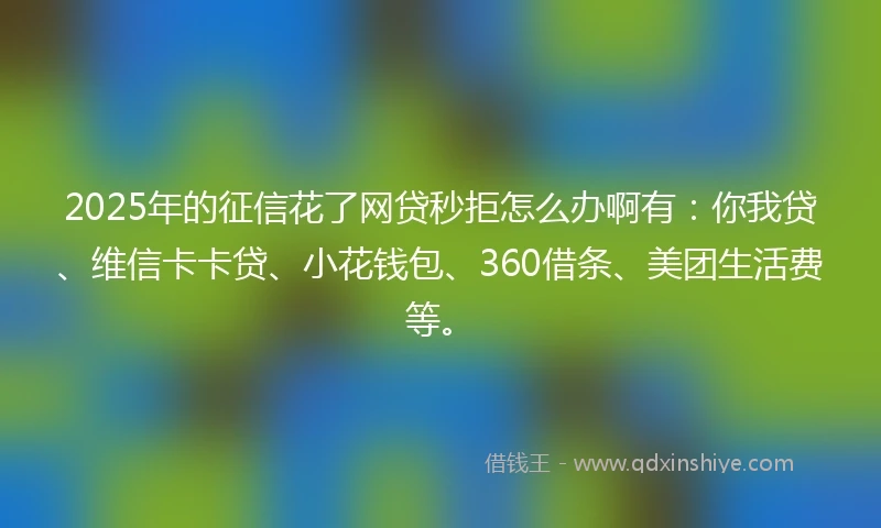 2025年的征信花了网贷秒拒怎么办啊有：你我贷、维信卡卡贷、小花钱包、360借条、美团生活费等。